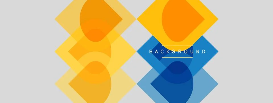 Abstract geometric shapes overlap, creating warm, cool color contrasts. Illustrazione stock