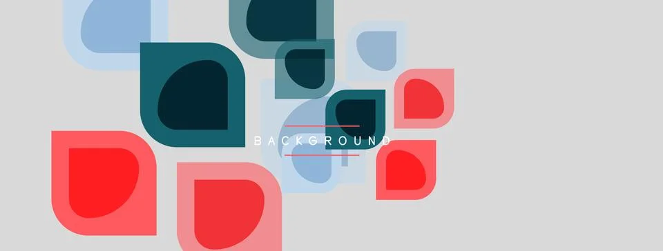 Abstract geometric shapes overlap, creating layered visual effect. Red, blue, イラスト素材