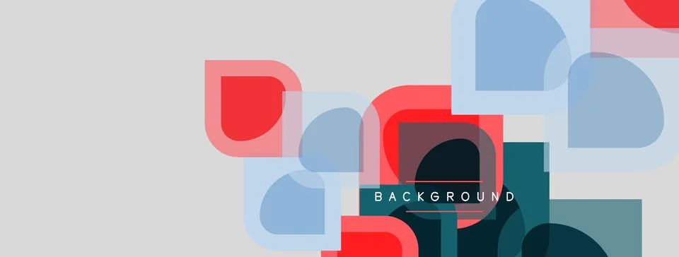 Abstract geometric shapes overlap, creating colorful background. Soft hues Illustrazione stock