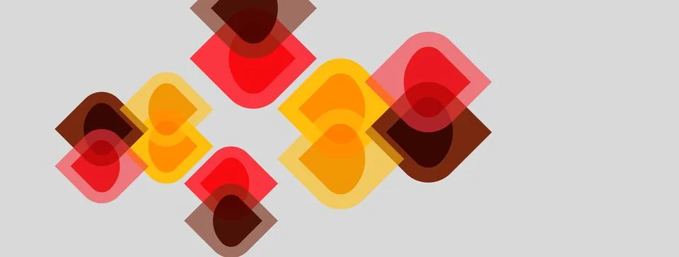 Abstract geometric shapes overlap, creating layered visual effect. Warm color 스톡 일러스트