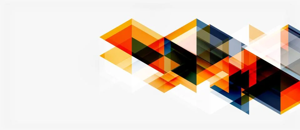Abstract geometric shapes overlap, creating dynamic composition. Orange, blac Stock Illustration