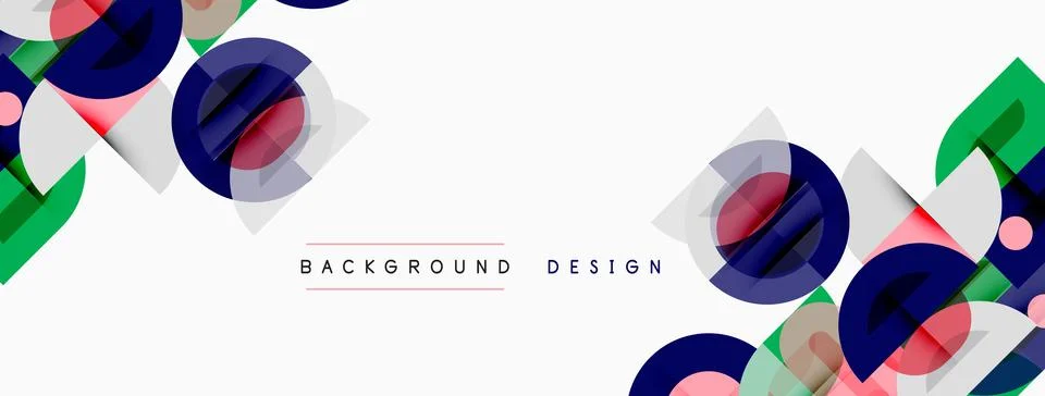 Abstract geometric shapes overlap, creating dynamic colorful background. Mode Illustrazione stock
