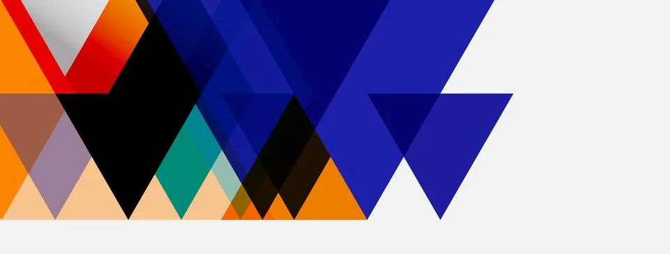 Abstract geometric shapes overlap, creating dynamic colorful composition. Stockillustratie