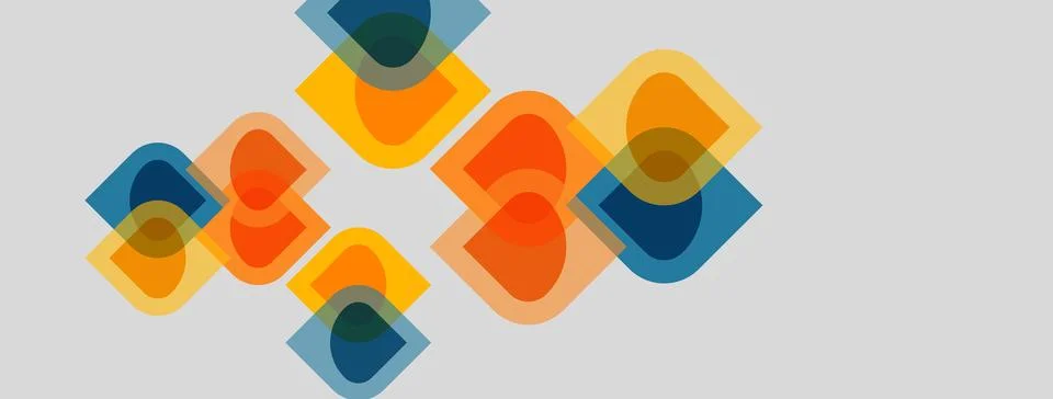 Abstract geometric shapes overlap, creating layered visual effect. Warm, cool イラスト素材