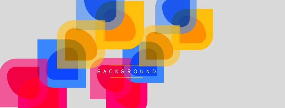 Abstract geometric shapes overlap, creating vibrant colorful background. Ye.. Stock Illustration