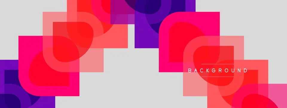 Abstract geometric shapes overlap, creating vibrant pinks, purples, whites. Illustrazione stock