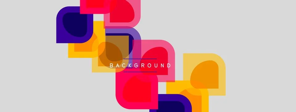 Abstract geometric shapes overlap, creating vibrant color blocks. Background  Illustrazione stock