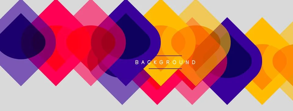 Abstract geometric shapes overlap, creating vibrant colorful pattern. Backg.. 스톡 일러스트
