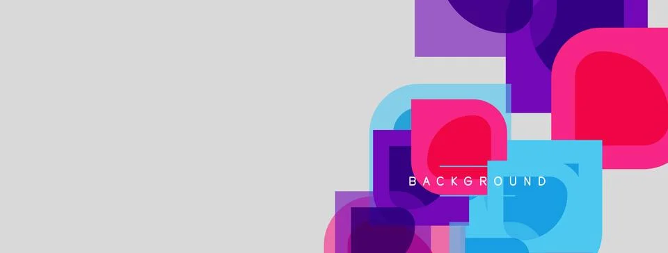 Abstract geometric shapes overlap, creating vibrant color blocks. White space Illustrazione stock