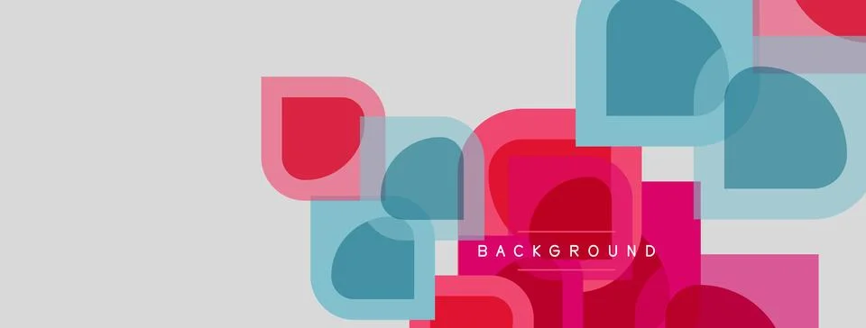 Abstract geometric shapes overlap, creating colorful background. Pink, blue, 库存插图
