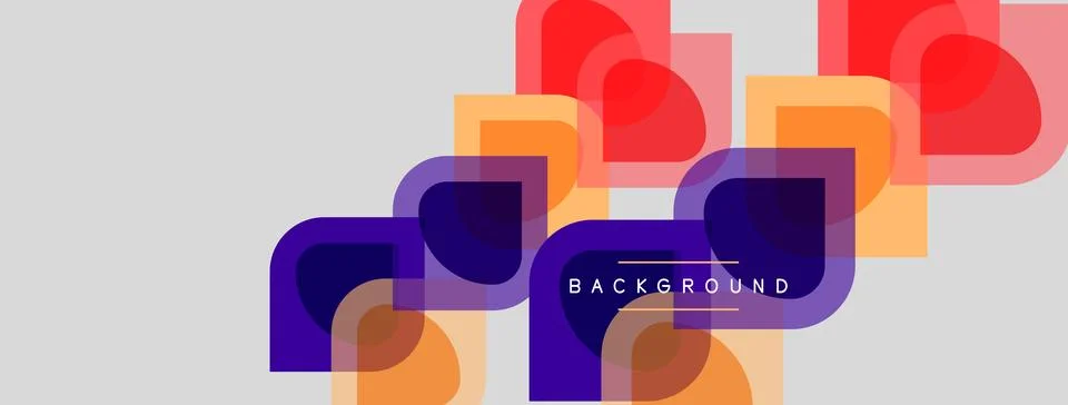 Abstract geometric shapes overlap, creating vibrant background. Colors includ 스톡 일러스트