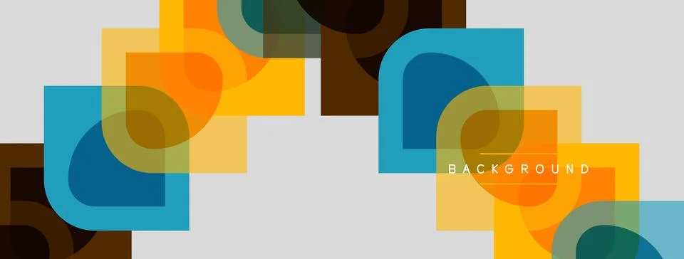 Abstract geometric shapes overlap, creating vibrant color blocks. Minimalist 库存插图