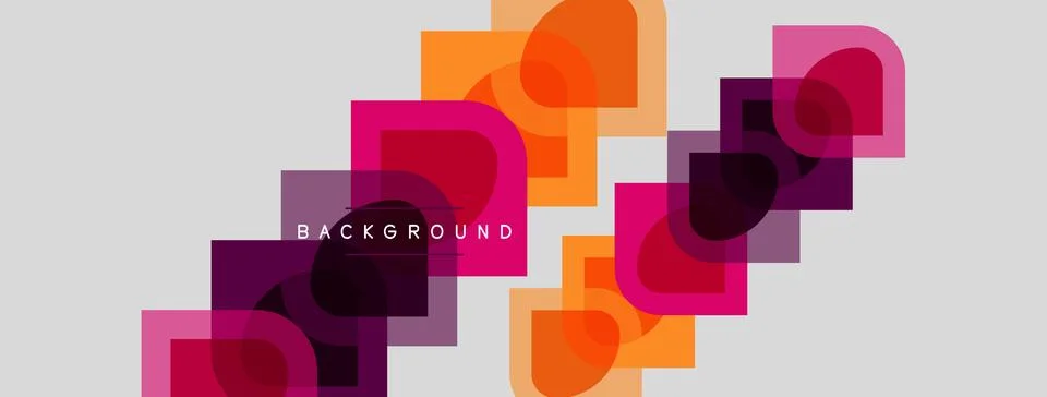 Abstract geometric shapes overlap, creating vibrant color gradients. Pink, Illustrazione stock