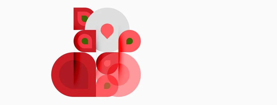 Abstract geometric shapes overlap, creating layered red tones on white Illustrazione stock