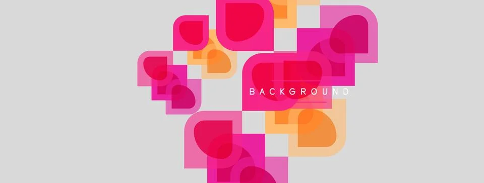 Abstract geometric shapes overlap, creating vibrant pink, orange hues. Light Stock Illustration