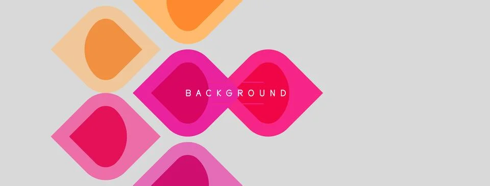 Abstract geometric shapes overlap, creating vibrant visual interest. Pink, Stock Illustration