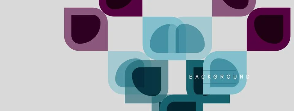 Abstract geometric shapes overlap, creating layered visual effect. Colors Illustrazione stock