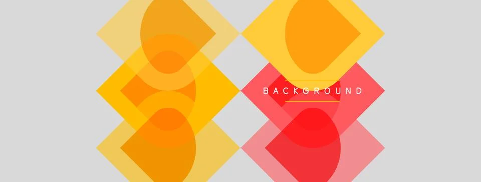 Abstract geometric shapes overlap, creating vibrant color gradients. Warm ton Illustrazione stock