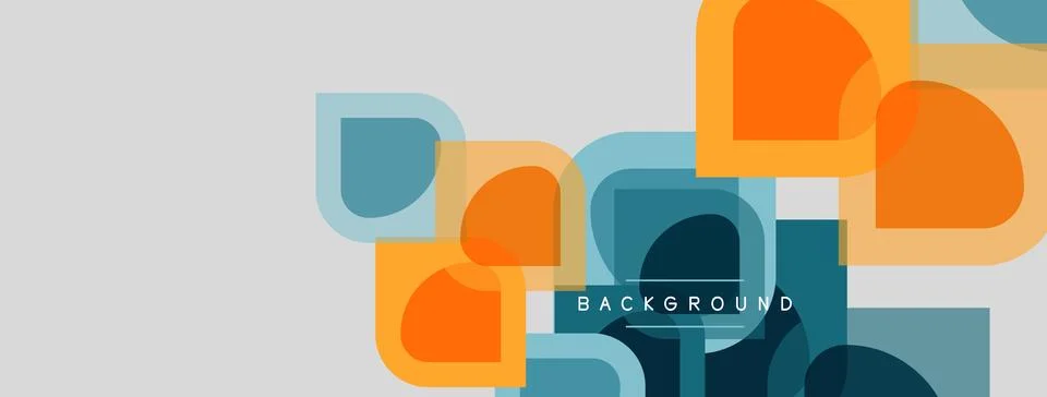 Abstract geometric shapes overlap, creating colorful background. Orange, teal 스톡 일러스트
