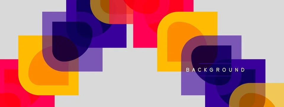 Abstract geometric shapes overlap, creating vibrant color blocks. Background 스톡 일러스트