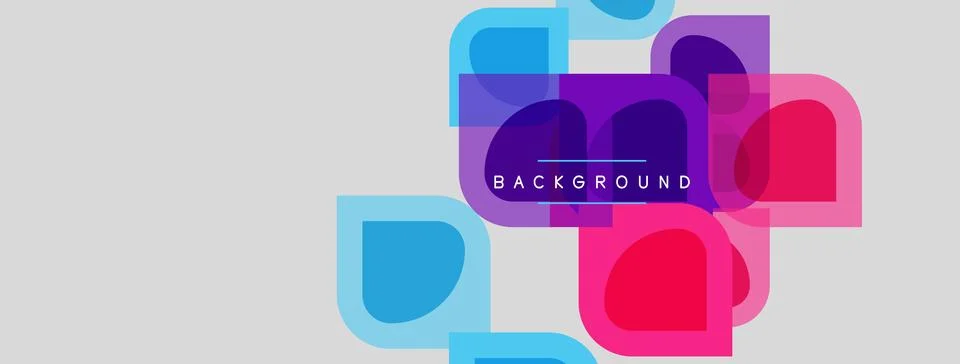 Abstract geometric shapes overlap, creating vibrant color gradients. Text Stock Illustration