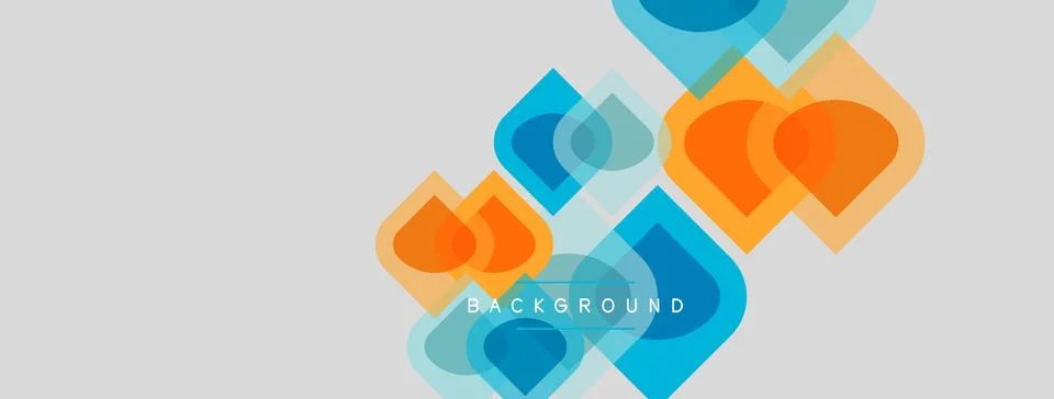 Abstract geometric shapes overlap, creating vibrant color blocks. Light gray Illustrazione stock