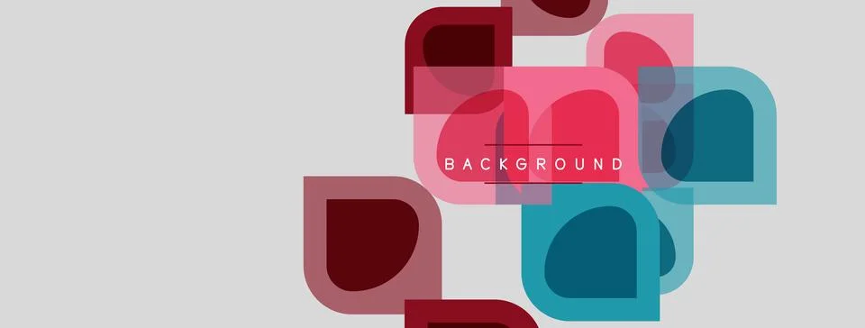 Abstract geometric shapes overlap, creating layered visual effect. Soft color Illustrazione stock