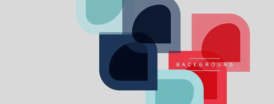 Abstract geometric shapes overlap, creating modern background. Colors include Illustrazione stock
