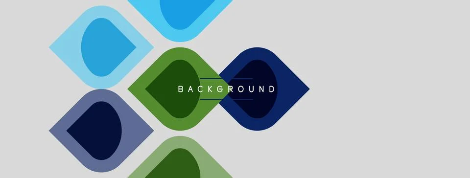 Abstract geometric shapes overlap, creating modern background. Blue, green,.. Stock Illustration
