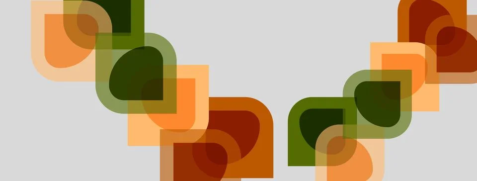 Abstract geometric shapes overlap, creating warm color palette. Squares, 库存插图