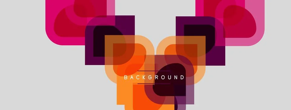 Abstract geometric shapes overlap, creating vibrant color gradients. Backgrou Illustrazione stock