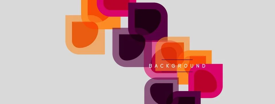 Abstract geometric shapes overlap, creating vibrant color blocks. Background Illustrazione stock