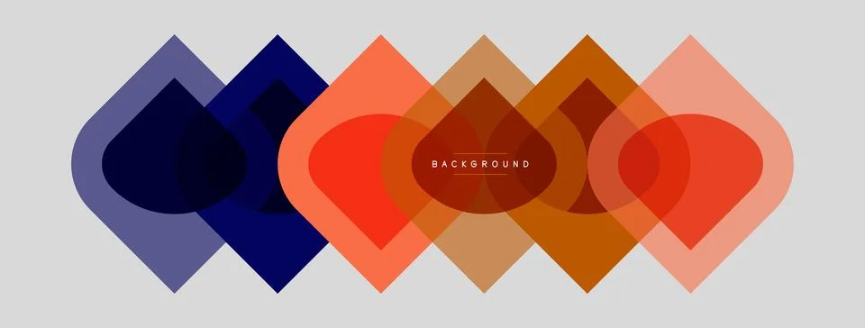 Abstract geometric shapes overlap creating warm, cool color gradients. Stock Illustration