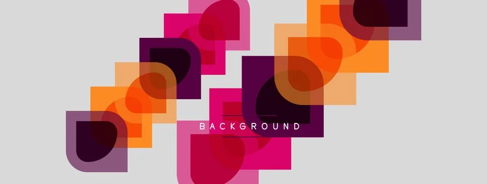 Abstract geometric shapes overlap, creating vibrant color blocks. Background Illustrazione stock