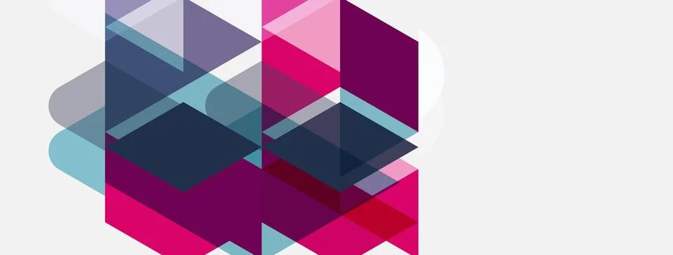 Abstract geometric shapes overlap, creating vibrant pinks, blues, grays. Mode Stock Illustration