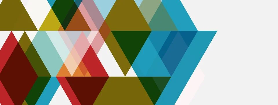 Abstract geometric shapes overlap, creating colorful pattern. Triangles dom.. 스톡 일러스트