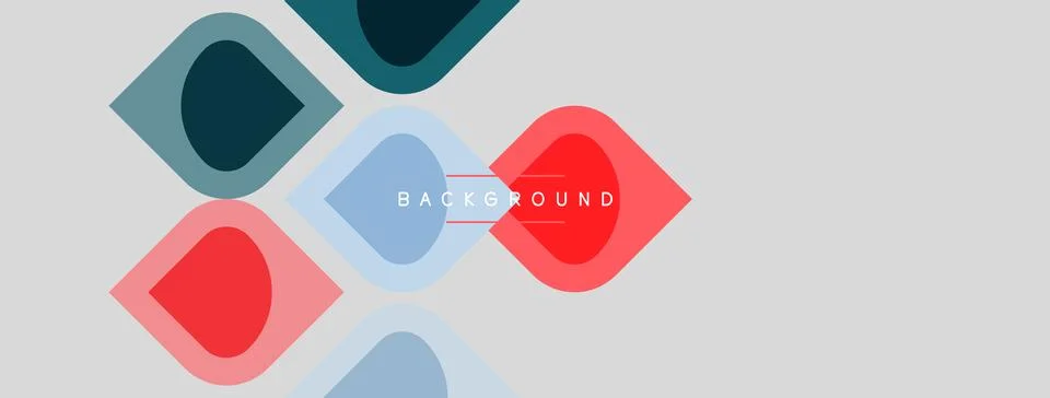 Abstract geometric shapes overlap, creating colorful background. Minimalist Illustrazione stock