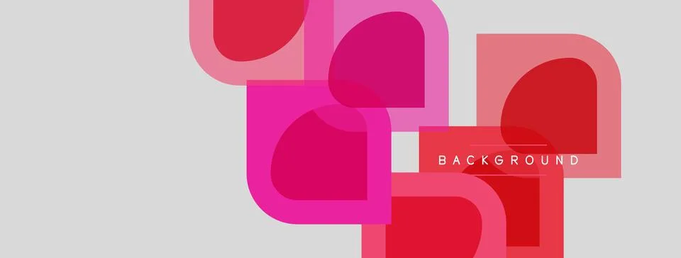 Abstract geometric shapes overlap, creating vibrant pink composition on light Illustrazione stock