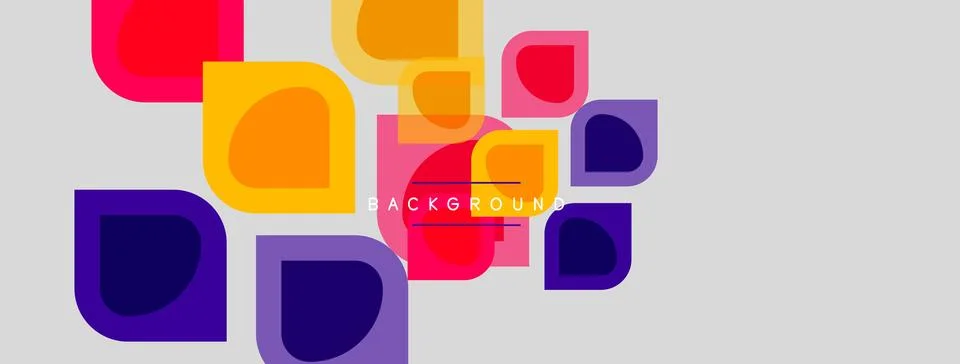 Abstract geometric shapes overlap, creating vibrant color blocks. Background  Illustrazione stock