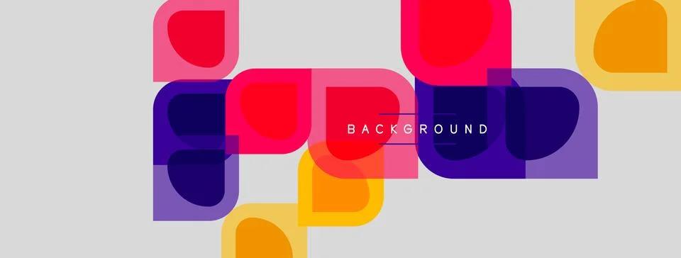 Abstract geometric shapes overlap, creating vibrant colorful composition. Illustrazione stock