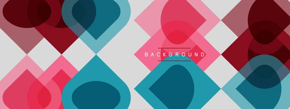 Abstract geometric shapes overlap, creating vibrant pink, teal, gray pattern. 스톡 일러스트