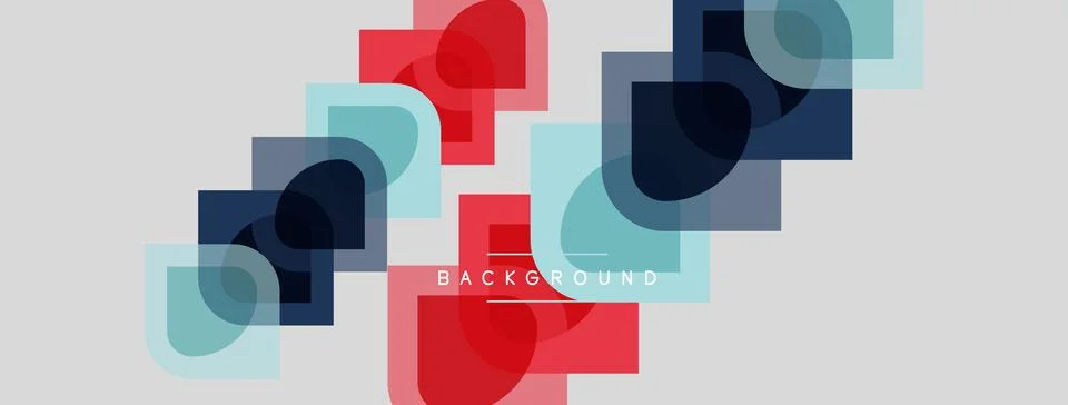 Abstract geometric shapes overlap, creating dynamic visual texture. Red, blue Stock Illustration