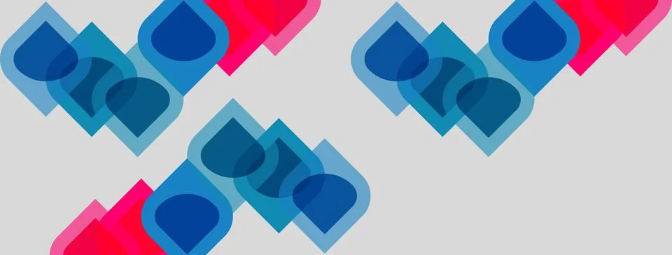 Abstract geometric shapes overlap, creating dynamic visual pattern. Blue, red 스톡 일러스트