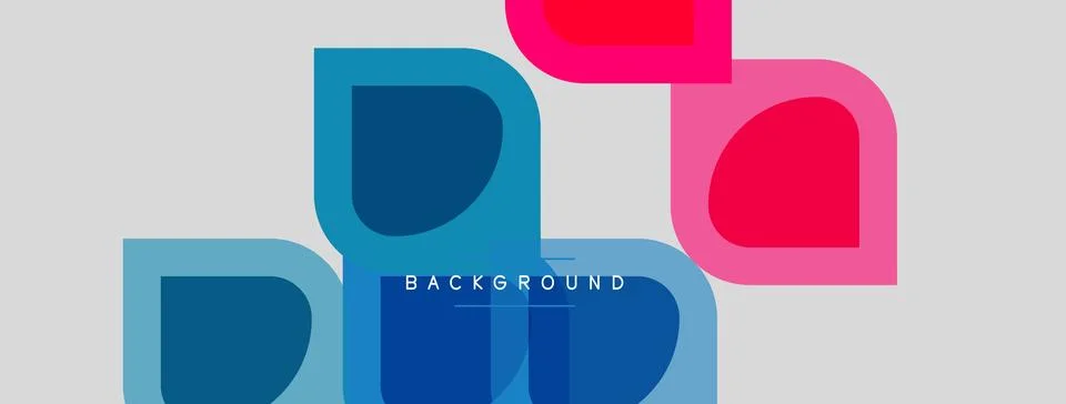 Abstract geometric shapes overlap, creating vibrant color blocks. Background Stock Illustration