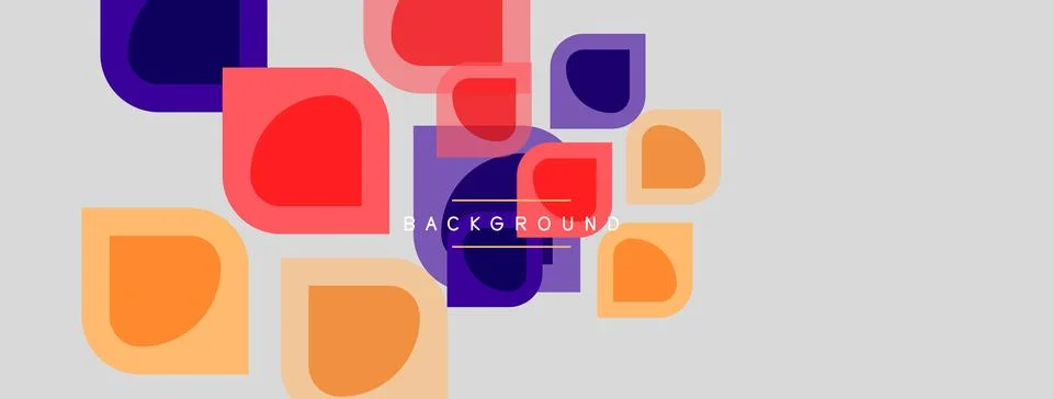 Abstract geometric shapes overlap, creating vibrant color blocks. Soft grad.. Illustrazione stock