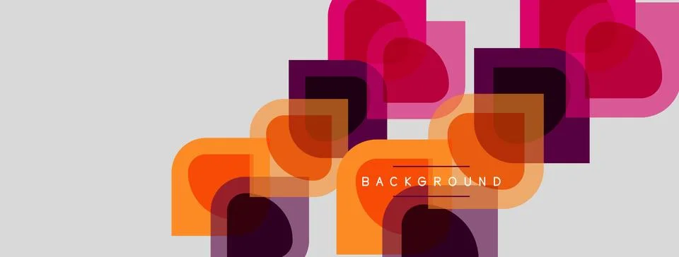 Abstract geometric shapes overlap, creating vibrant color gradients. Backgrou Stock Illustration