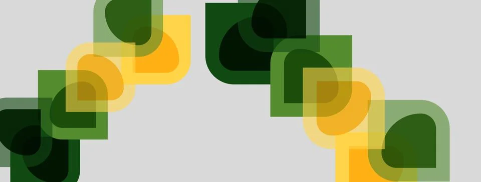 Abstract geometric shapes overlap, creating layered visual effect. Green, y.. イラスト素材