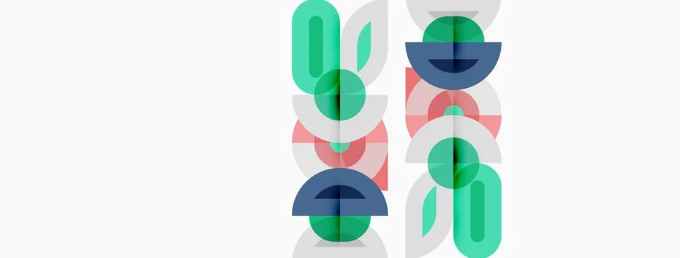 Abstract geometric shapes overlap, creating colorful patterns. Minimalist d.. Stock Illustration