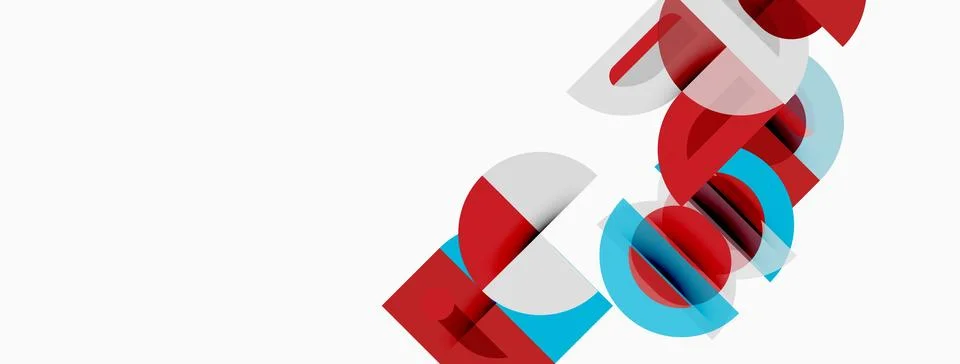 Abstract geometric shapes overlap, creating dynamic visual effect. Red, cyan イラスト素材