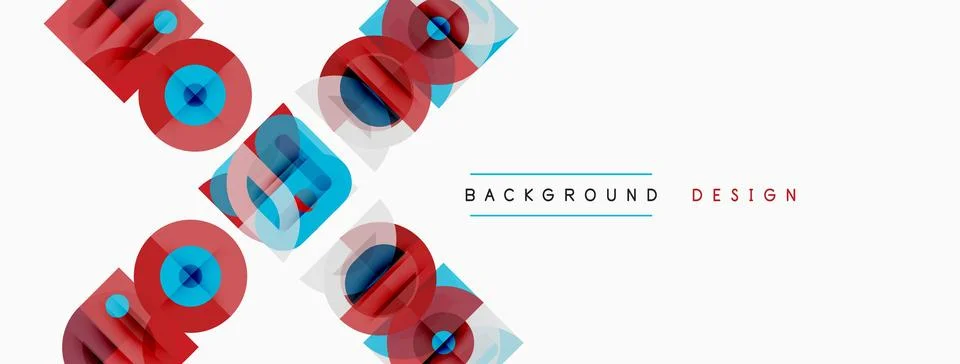 Abstract geometric shapes overlap, creating dynamic visual texture. Red, blue Stock Illustration
